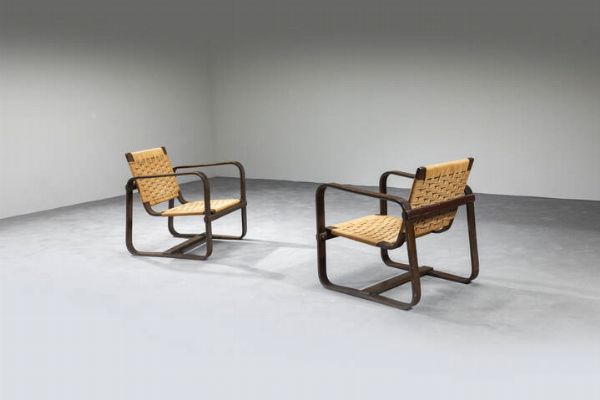 Giuseppe Pagano Pogatschnig : Coppia di poltrone per l'universit� Bocconi  - Asta Asta di Design - Associazione Nazionale - Case d'Asta italiane