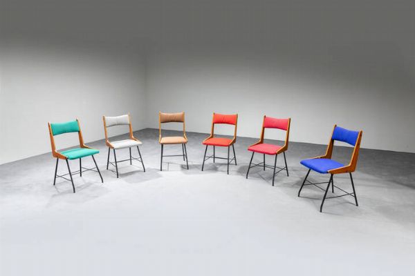 CARLO RATTI : Sei sedie  - Asta Asta di Design - Associazione Nazionale - Case d'Asta italiane