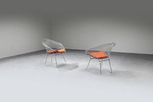 HARRY BERTOIA - Coppia di sedie mod. Diamond