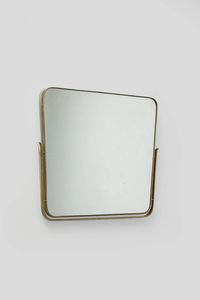PRODUZIONE ITALIANA - Specchio con bordo in ottone.  Anni '50 cm 92x83 5