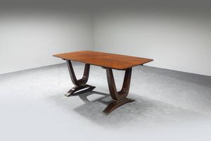 PAOLO BUFFA  attribuito - Tavolo in legno e particolari.  Anni '50 cm 77 5x180 5x91  Difetti