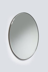 PRODUZIONE ITALIANA - Specchio in cristallo bisellato  bordo in ottone. Anni '50 cm 90x70