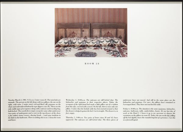 SOPHIE CALLE : H�tel, chambre n�28, 3 mars  - Asta Fotografia - Associazione Nazionale - Case d'Asta italiane