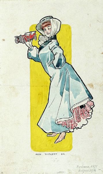 Lotto composto di 8 disegni francesi a tema femminile.  - Asta Arte Moderna e Contemporanea | ASTA A TEMPO - PARTE II  - Associazione Nazionale - Case d'Asta italiane