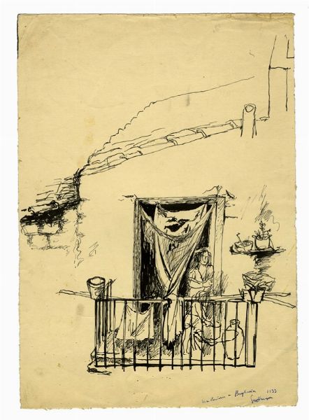 Figure sul terrazzo.  - Asta Arte Moderna e Contemporanea | ASTA A TEMPO - PARTE II  - Associazione Nazionale - Case d'Asta italiane