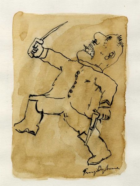 Franz Borghese : Caricatura di soldato.  - Asta Arte Moderna e Contemporanea | ASTA A TEMPO - PARTE II  - Associazione Nazionale - Case d'Asta italiane