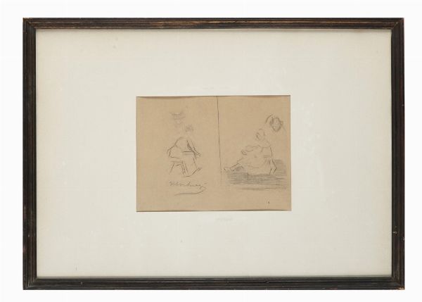 LUIGI LEVI (DETTO ULVI LIEGI) : Studi di donna seduta.  - Asta Arte Moderna e Contemporanea | ASTA A TEMPO - PARTE II  - Associazione Nazionale - Case d'Asta italiane