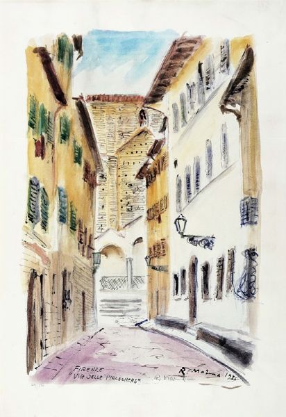 Rodolfo Marma : Lotto composto di 4 incisioni a tema Firenze.  - Asta Arte Moderna e Contemporanea | ASTA A TEMPO - PARTE II  - Associazione Nazionale - Case d'Asta italiane