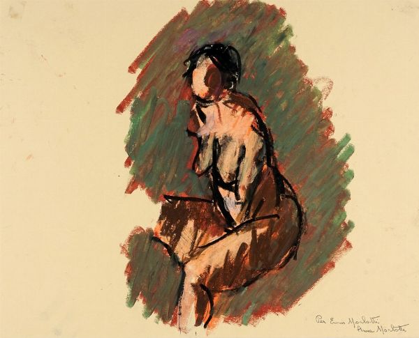 Nudo femminile seduto.  - Asta Arte Moderna e Contemporanea | ASTA A TEMPO - PARTE II  - Associazione Nazionale - Case d'Asta italiane