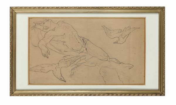 Figura maschile giacente con gabbiani.  - Asta Arte Moderna e Contemporanea | ASTA A TEMPO - PARTE II  - Associazione Nazionale - Case d'Asta italiane