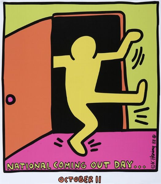 Keith Haring : National coming out day.  - Asta Arte Moderna e Contemporanea | ASTA A TEMPO - PARTE II  - Associazione Nazionale - Case d'Asta italiane