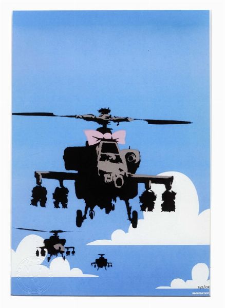 Banksy : Happy Chopper.  - Asta Arte Moderna e Contemporanea | ASTA A TEMPO - PARTE II  - Associazione Nazionale - Case d'Asta italiane