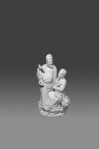COPPIA DI DIGNITARI - Coppia di dignitari blanc de chine  Cina  Repubblica XX sec H cm 27x14 5