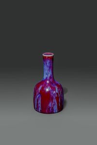 VASO - Vaso a bottiglia in porcellana flamb  Cina  dinastia Qing XIX sec H cm 16x8