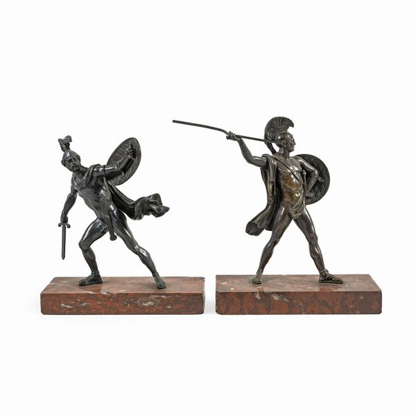 Coppia di sculture in bronzo brunito  - Asta Dipinti Antichi, Arredi, Sculture e Oggetti d'Arte - Associazione Nazionale - Case d'Asta italiane
