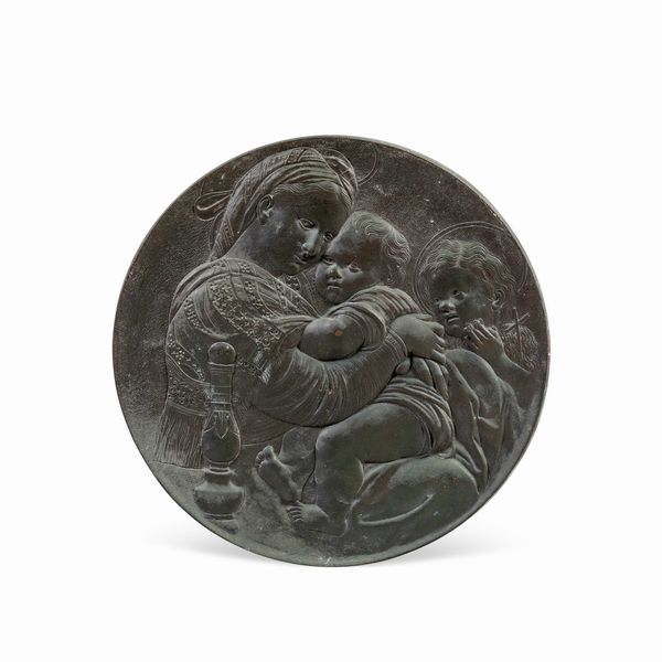 Placca circolare in bronzo brunito  - Asta Dipinti Antichi, Arredi, Sculture e Oggetti d'Arte - Associazione Nazionale - Case d'Asta italiane