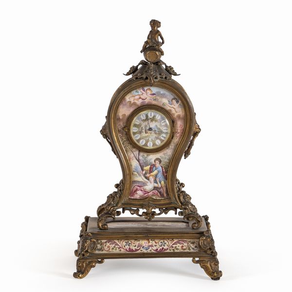 Orologio da tavolo in smalti e bronzo dorato  - Asta Dipinti Antichi, Arredi, Sculture e Oggetti d'Arte - Associazione Nazionale - Case d'Asta italiane