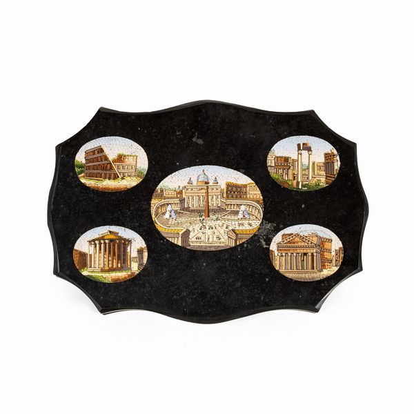 Fermacarte in marmo e micromosaico  - Asta Dipinti Antichi, Arredi, Sculture e Oggetti d'Arte - Associazione Nazionale - Case d'Asta italiane