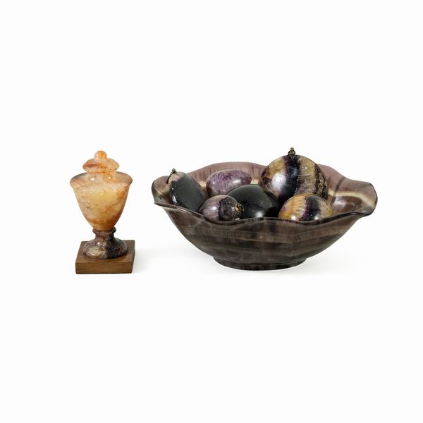 Gruppo di dieci oggetti in Blue John  - Asta Dipinti Antichi, Arredi, Sculture e Oggetti d'Arte - Associazione Nazionale - Case d'Asta italiane