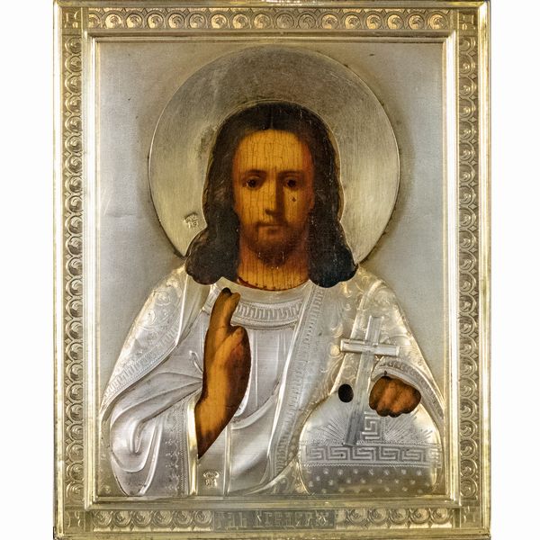 Icona raffigurante Cristo benedicente  - Asta Dipinti Antichi, Arredi, Sculture e Oggetti d'Arte - Associazione Nazionale - Case d'Asta italiane