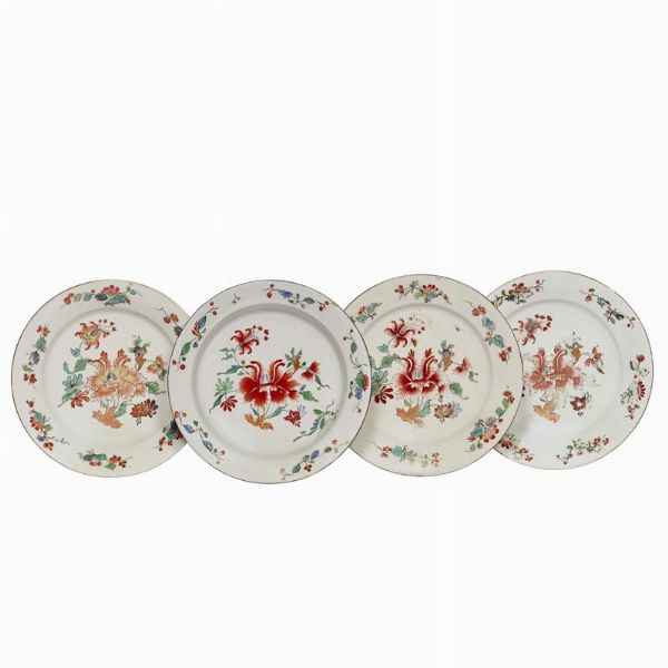 QUATTRO PIATTI, DOCCIA, MANIFATTURA GINORI, 1745-1750  - Asta CERAMICA. MAIOLICHE E PORCELLANE DAL XVI AL XIX SECOLO - Associazione Nazionale - Case d'Asta italiane