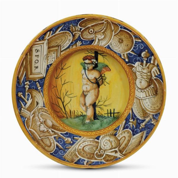 PIATTO, CASTELDURANTE O PESARO, PRIMA MET&Agrave; SECOLO XVI  - Asta CERAMICA. MAIOLICHE E PORCELLANE DAL XVI AL XIX SECOLO - Associazione Nazionale - Case d'Asta italiane