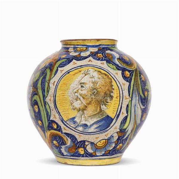 VASO A BOCCIA, VENEZIA, SECONDA MET� SECOLO XVI  - Asta CERAMICA. MAIOLICHE E PORCELLANE DAL XVI AL XIX SECOLO - Associazione Nazionale - Case d'Asta italiane
