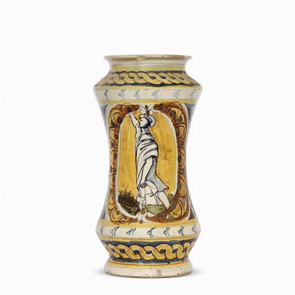 ALBARELLO, SCIACCA, BOTTEGA LO BUE, PRIMA MET� SECOLO XVII  - Asta CERAMICA. MAIOLICHE E PORCELLANE DAL XVI AL XIX SECOLO - Associazione Nazionale - Case d'Asta italiane