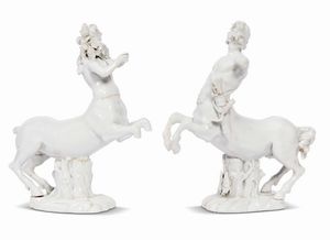 DUE FIGURE, DOCCIA, MANIFATTURA GINORI, SECONDA MET� SECOLO XVIII  - Asta CERAMICA. MAIOLICHE E PORCELLANE DAL XVI AL XIX SECOLO - Associazione Nazionale - Case d'Asta italiane