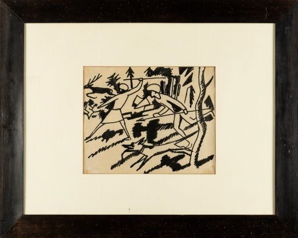 August Macke : Hirschjagd (Caccia al cervo)  - Asta Arte Moderna e Contemporanea - Associazione Nazionale - Case d'Asta italiane