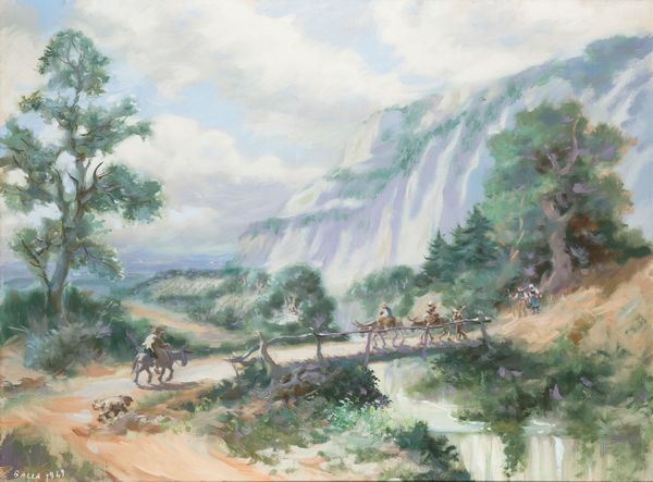 Giacomo Balla : Visione settecentesca - Campagna romana  - Asta Arte Moderna e Contemporanea - Associazione Nazionale - Case d'Asta italiane