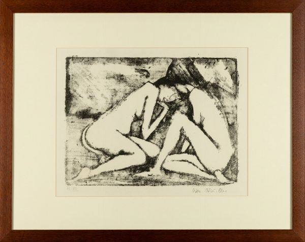 Otto Mueller : Zwei sitzende Mdchen 2 (Hockende Akte) - Due ragazze sedute 2 (Nudi accovacciati)  - Asta Arte Moderna e Contemporanea - Associazione Nazionale - Case d'Asta italiane