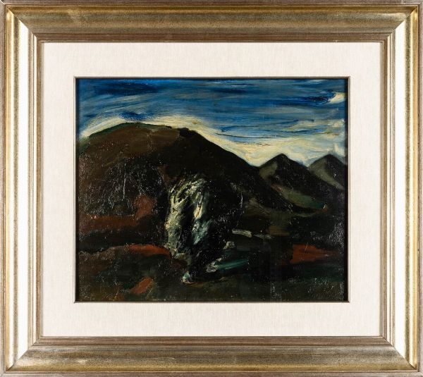 Mario Sironi : Paesaggio con montagne e albero (L'albero nella valle)  - Asta Arte Moderna e Contemporanea - Associazione Nazionale - Case d'Asta italiane