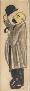 Mario Sironi - Figura maschile con bombetta e ombrello