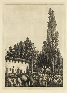 Giorgio Morandi : Paesaggio con il grande pioppo  - Asta Arte Moderna e Contemporanea - Associazione Nazionale - Case d'Asta italiane