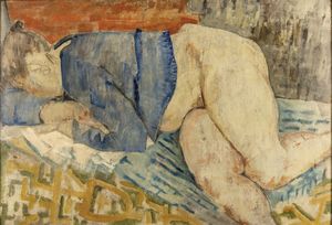 FAUSTO PIRANDELLO - Figura con camicia blu