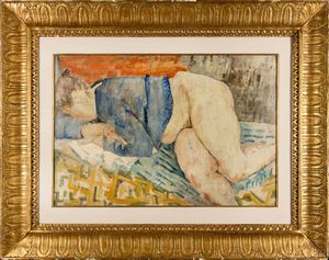 FAUSTO PIRANDELLO : Figura con camicia blu  - Asta Arte Moderna e Contemporanea - Associazione Nazionale - Case d'Asta italiane