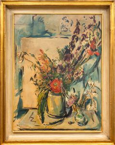 Filippo de Pisis : Vaso in fiori in un interno  - Asta Arte Moderna e Contemporanea - Associazione Nazionale - Case d'Asta italiane