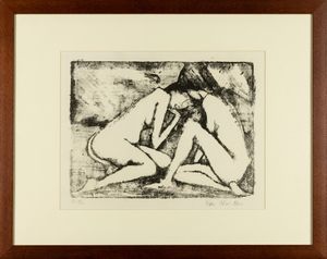 Otto Mueller : Zwei sitzende Mdchen 2 (Hockende Akte) - Due ragazze sedute 2 (Nudi accovacciati)  - Asta Arte Moderna e Contemporanea - Associazione Nazionale - Case d'Asta italiane