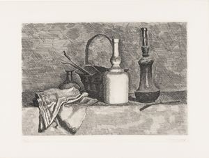 Giorgio Morandi - Natura Morta con panneggio a sinistra