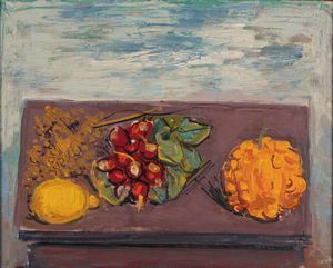 Achille Funi - Natura marta con limone e rapanelli