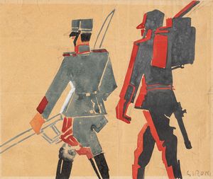 Mario Sironi - Due soldati - Studio per illustrazione, probabilmente per Gli Avvenimenti