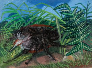 Antonio Ligabue - Vedova nera che assale uccello