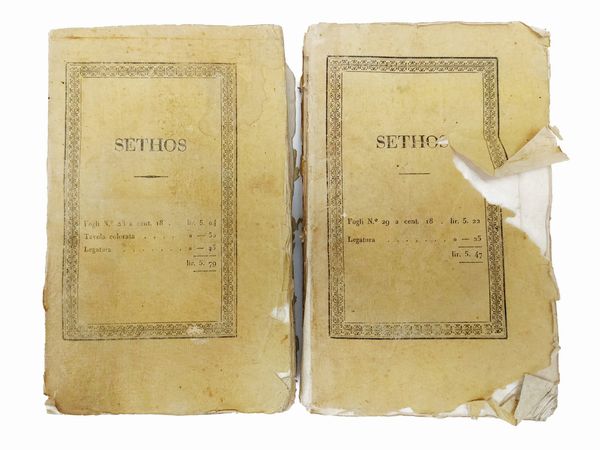 Jean de Terrasson : Sethos storia o vita tratta da monumenti inediti dell'antico Egitto  - Asta Libri Antichi e d'Arte - Associazione Nazionale - Case d'Asta italiane