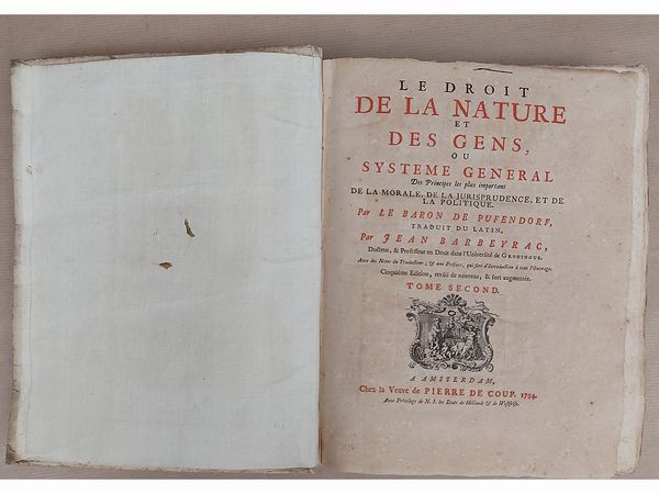 Samuel Pufendorf von Pufendorf, [Samuel] Le Baron De : Le droit de la nature et des gens  - Asta Libri Antichi e d'Arte - Associazione Nazionale - Case d'Asta italiane