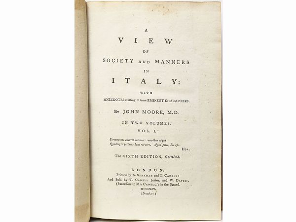 John Moore : A View of Society and Manners in Italy ...  - Asta Libri Antichi e d'Arte - Associazione Nazionale - Case d'Asta italiane