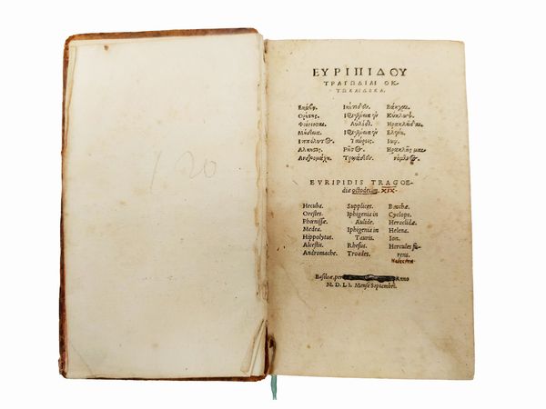 Euripides : Euripidis Tragoediae octodecim  - Asta Libri Antichi e d'Arte - Associazione Nazionale - Case d'Asta italiane