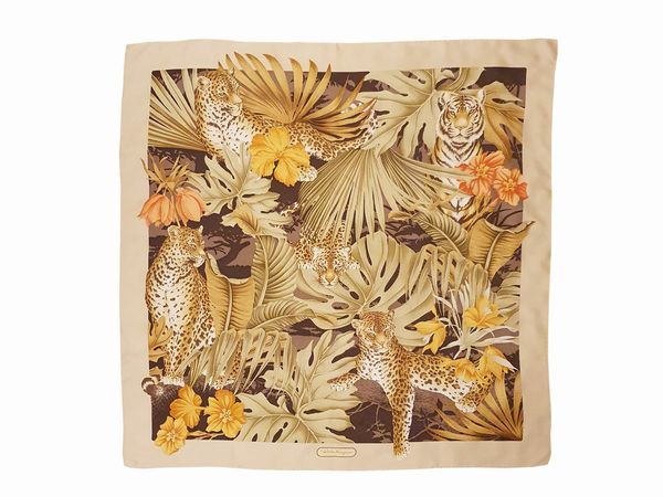 Salvatore Ferragamo foulard in seta Tigri  - Asta Fashion Vintage - Associazione Nazionale - Case d'Asta italiane