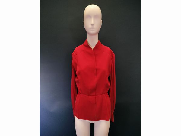 Christian Dior Haute Couture camicia in seta rossa  - Asta Fashion Vintage - Associazione Nazionale - Case d'Asta italiane