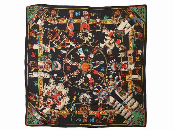 Herms foulard in seta Kachinas di Olivier Kermit  - Asta Fashion Vintage - Associazione Nazionale - Case d'Asta italiane